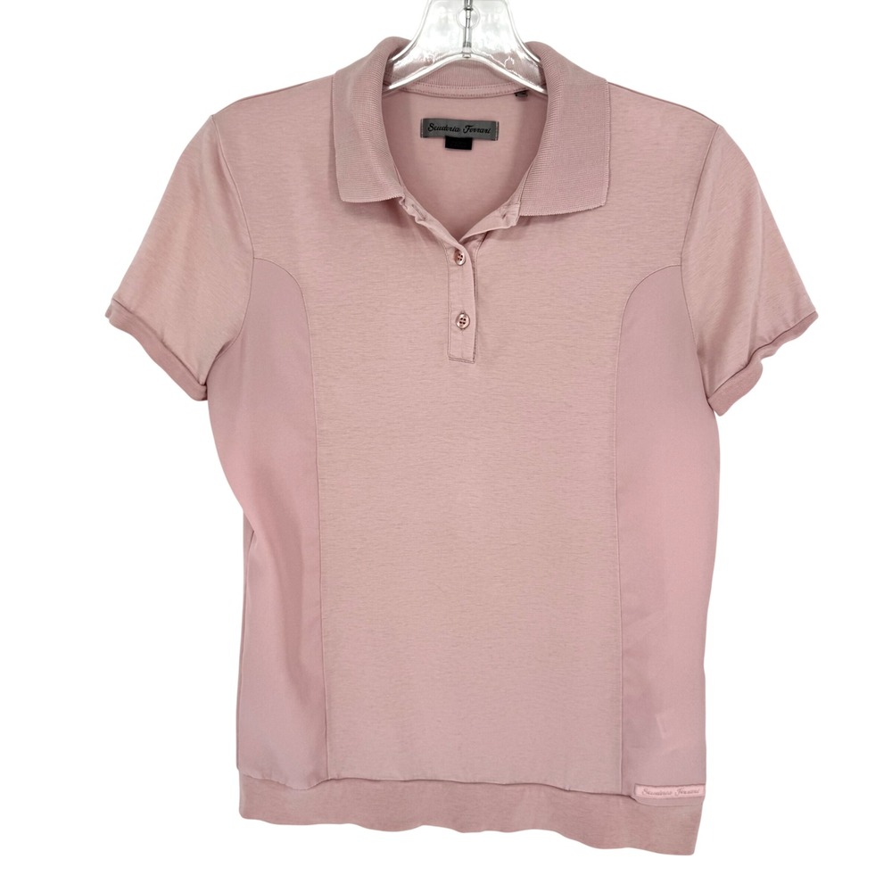 Scuderia Ferrari Mixed Media Blush Pink Polo Shirt Size XS Preppy Quiet Luxury